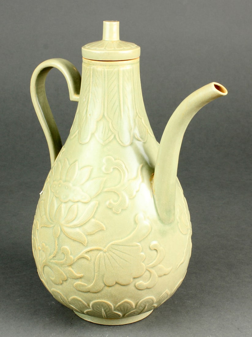 Chinese Yueyao type celadon glazed ewer