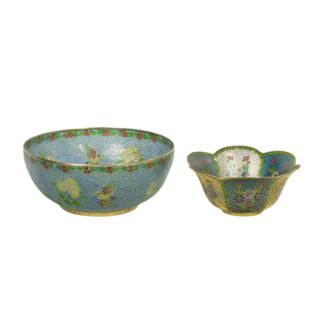 (lot of 2) Chinese champleve enamel bowls