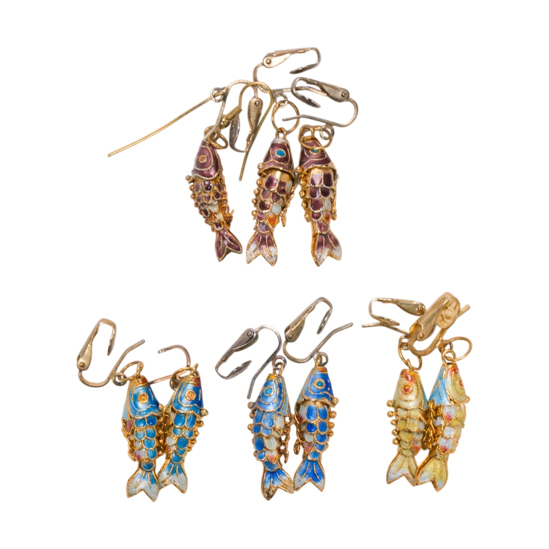 (lot of 9) Chinese enameled silver ear clips (1 of 1)