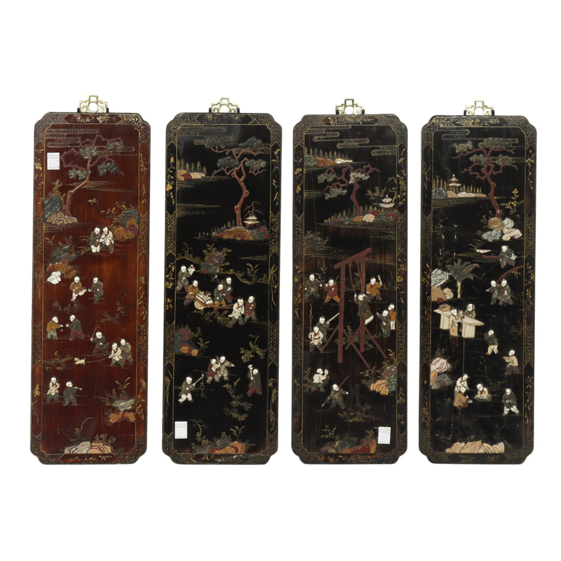 A set of four Chinese wall panels with inlay decoration (1 of 1)