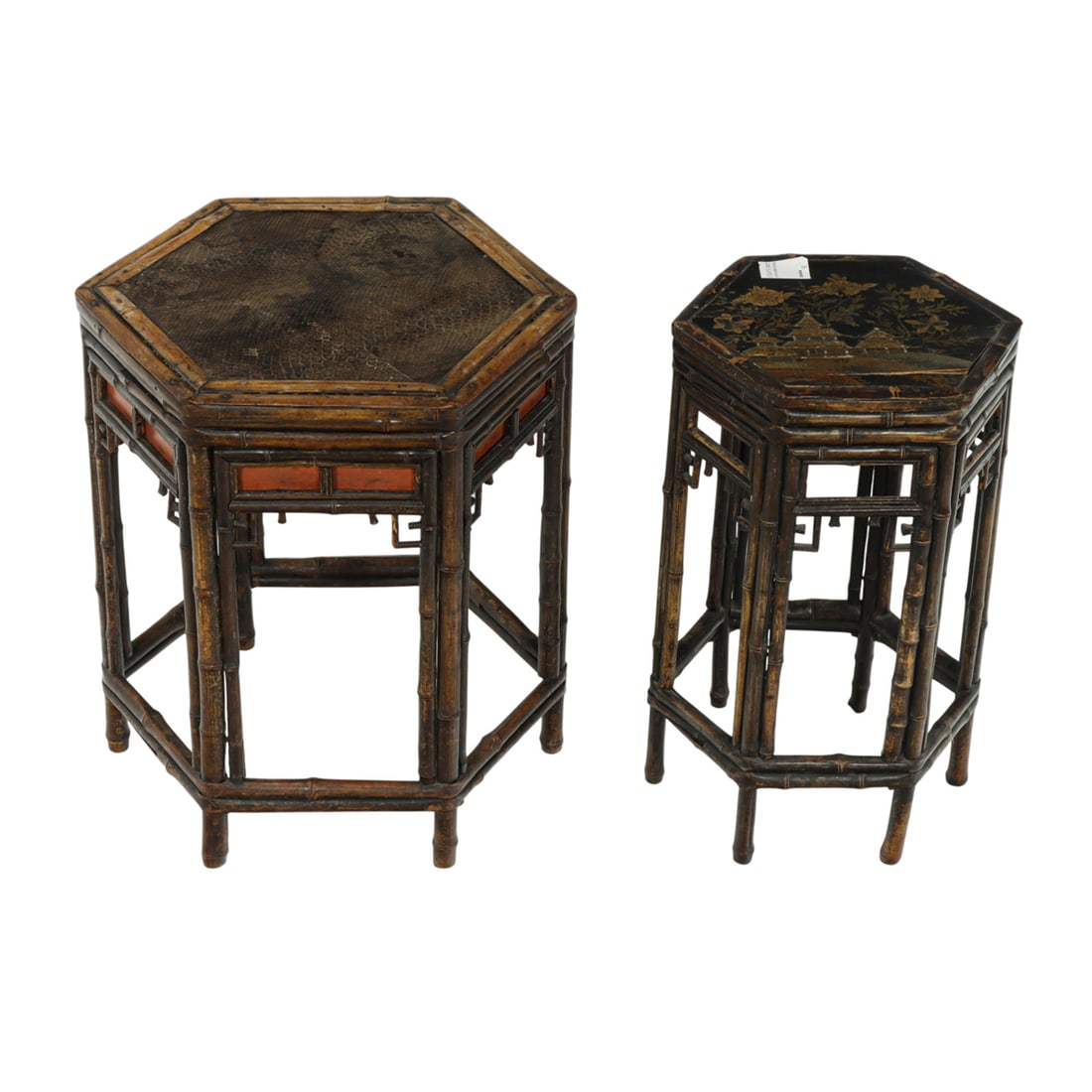 (lot of 2) Chinese bamboo side tables (1 of 1)