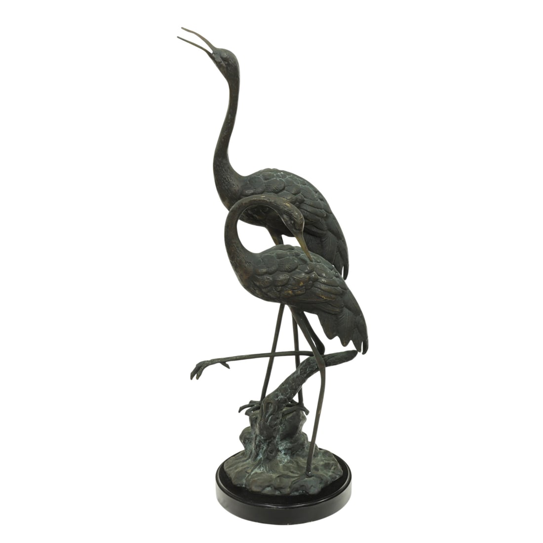 A Japanese bronze sculpture of two cranes (1 of 1)