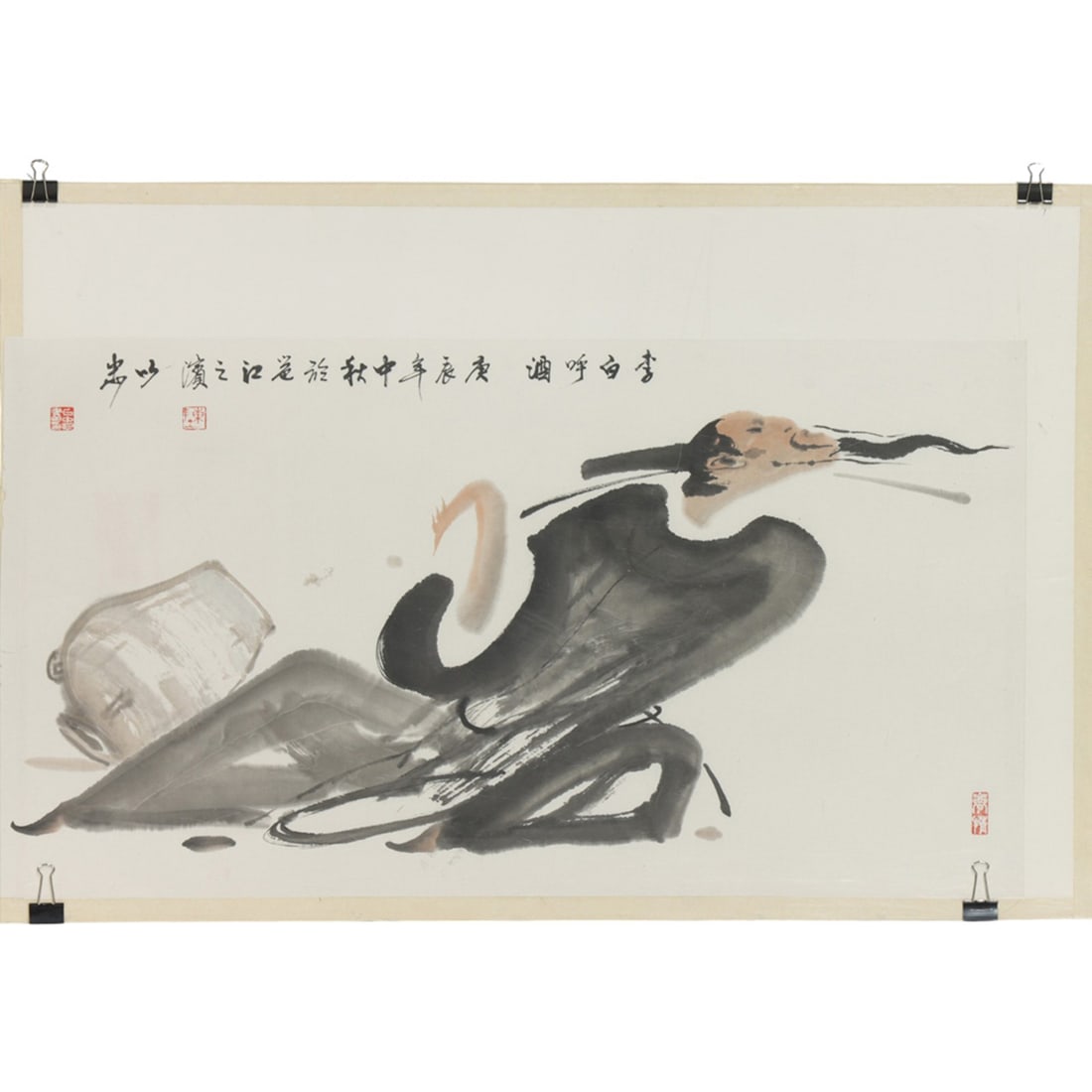 A Chinese school painting: A Chinese school painting. Ink and color on paper, signed, dated, sealed, 20"h x 36"w.