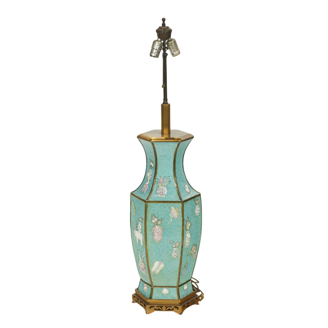 A Chinese Canton enamel vase lamp