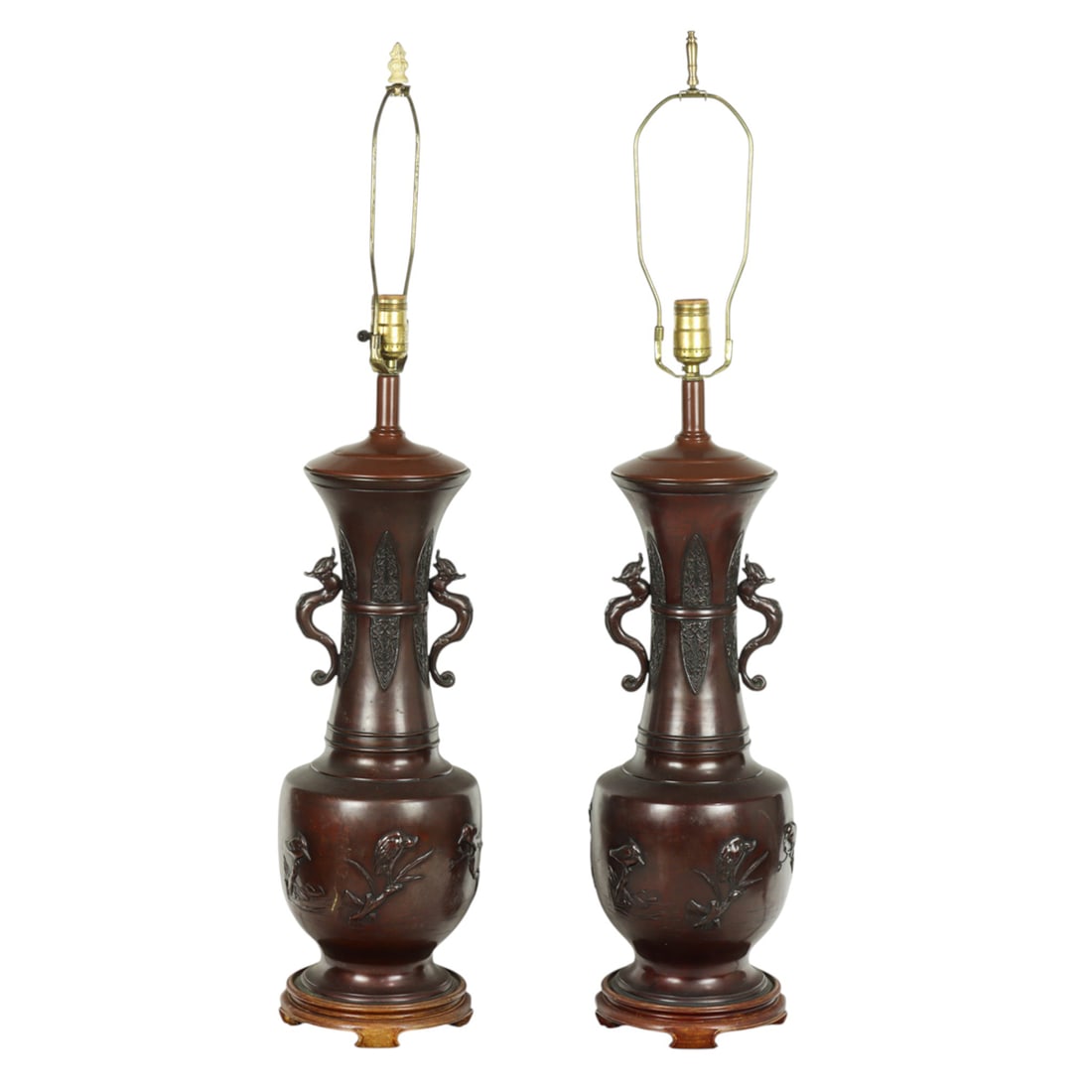 (lot of 2) Japanese bronze lamps