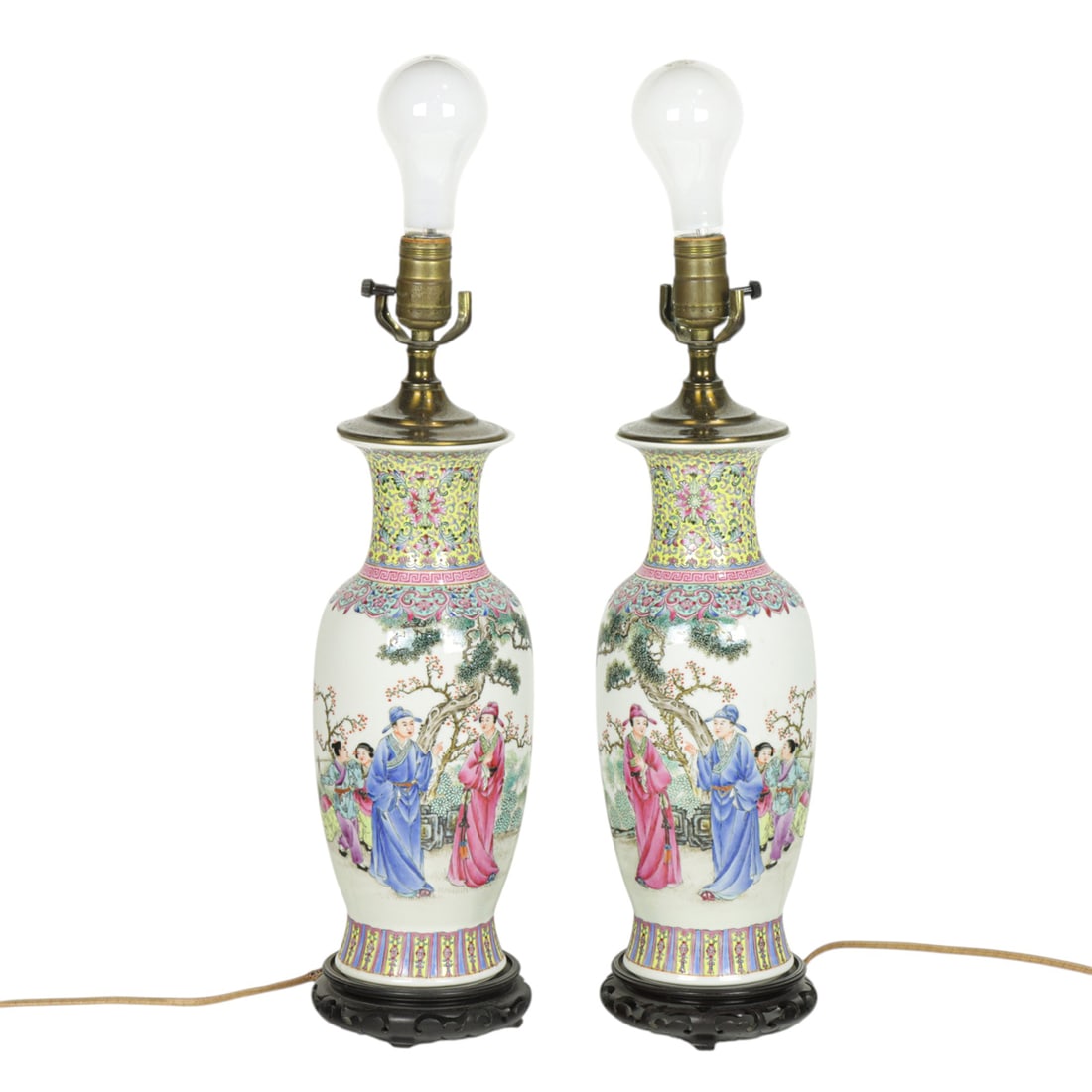 A pair of Chinese famille rose lamps (1 of 1)