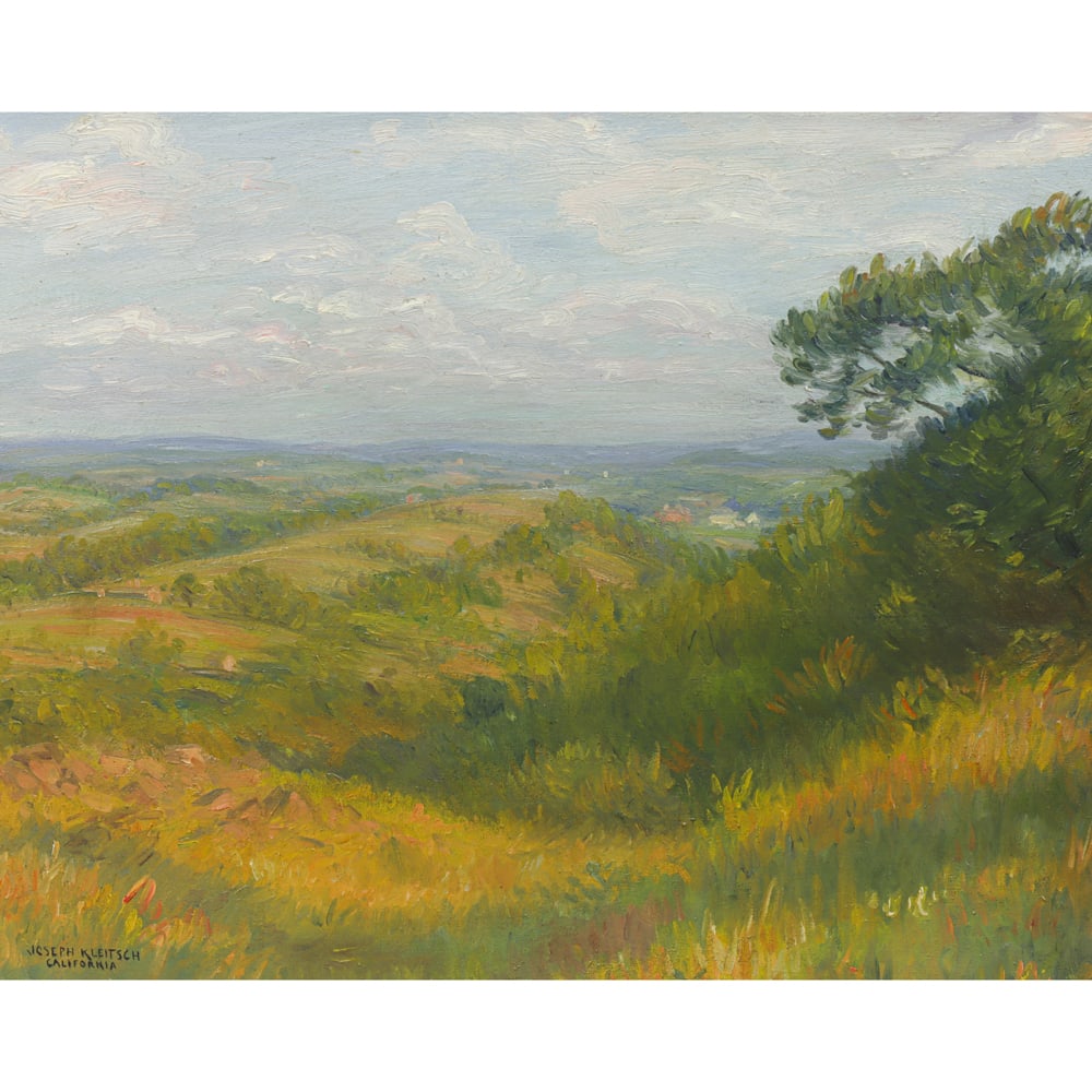 Painting, Joseph Kleitsch: Joseph Kleitsch (American/Hungarian, 1882?1931), "California," oil on canvas (affixed to board), signed and titled lower left, board: 24"h x 30"w, overall (with frame): 29"h x 35"w