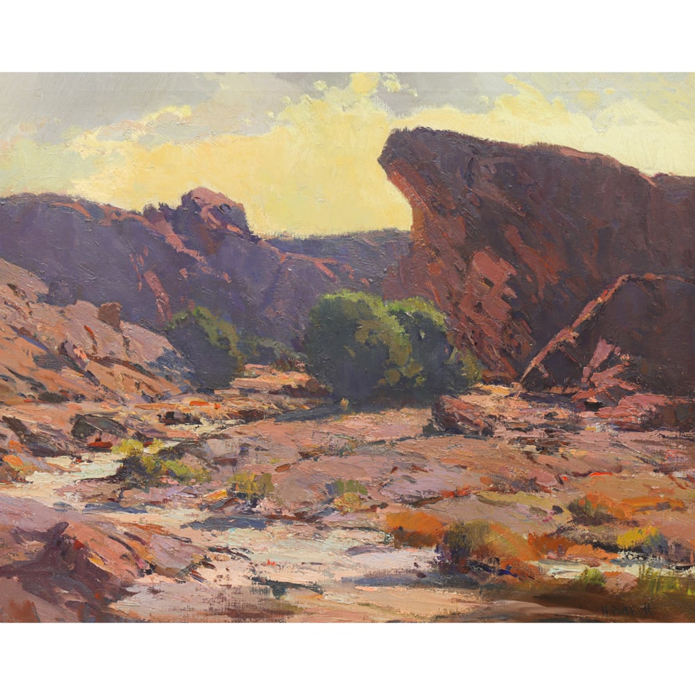 Painting, Hanson Puthuff: Hanson Duvall Puthuff (American, 1875?1972), The Arroyo, oil on canvas, signed lower right, canvas: 24"h x 30"w, overall (with frame): 33"h x 39"w