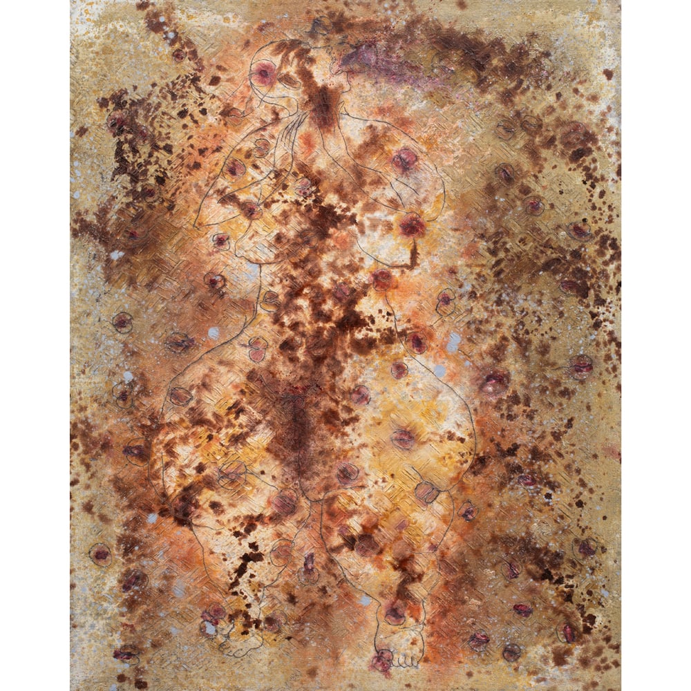 Painting, Sergio Hernandez: Sergio Hernandez (Mexicn, b. 1957), "Elefantiasis," mixed media on canvas, signed and titled verso, canvas: 39.5"h x 31.5"w, overall (with frame): 46.25"h x 38.25"w