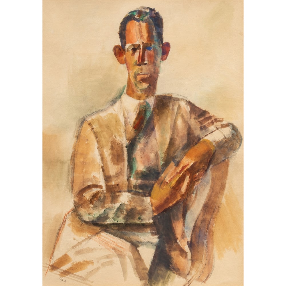 Work on paper, Willard Ayer Nash: Willard Ayer Nash (American, 1898-1943), Untitled (Portrait of a Gentleman), watercolor, signed lower left, sight: 17.75"h x 12.75"w, overall (with frame): 26"h x 20.75"w