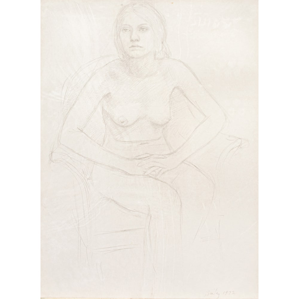 Work on paper, William Bailey: William Bailey (American, 1930-2020), Untitled (Nude), 1972, pencil on paper, signed and dated lower right, sight: 14"h x 10.5"w, overall (with frame): 21.75"h x 18.25"w