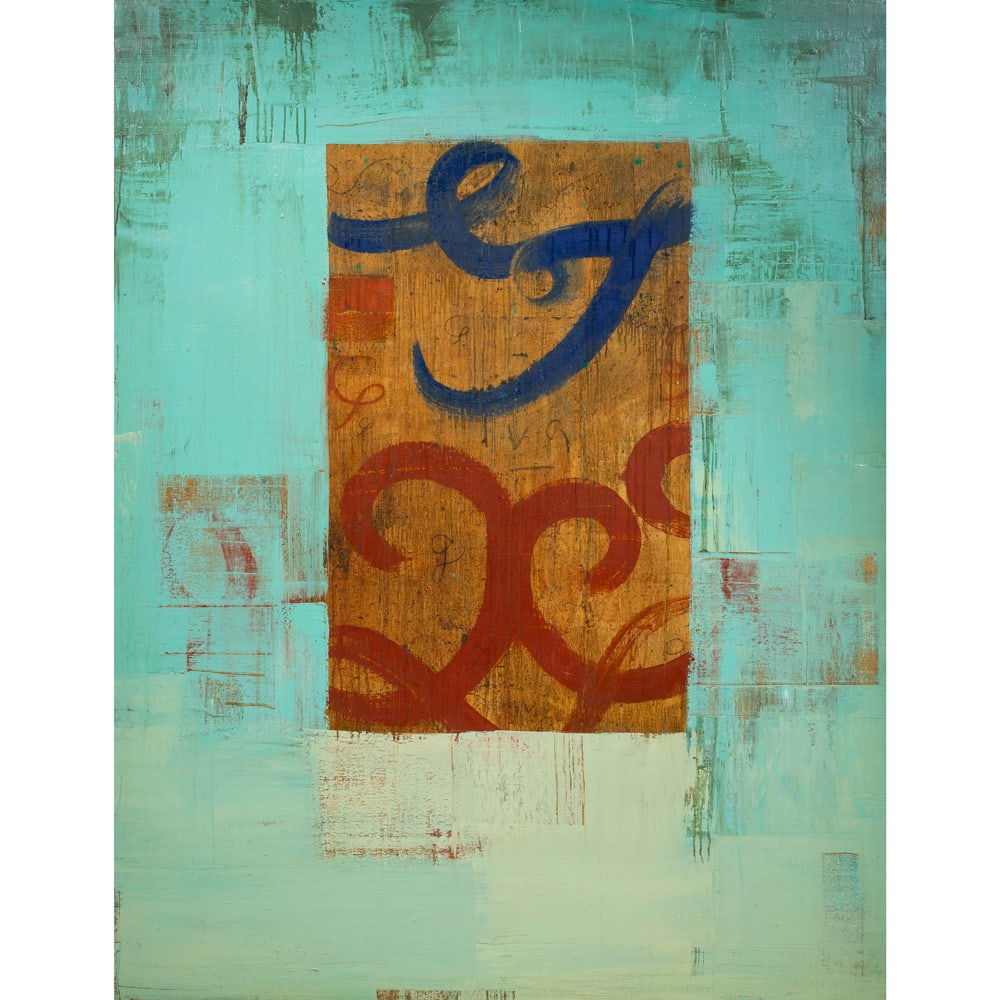 Painting, Robert Kelly: Robert Kelly (American, b. 1956), "Cairo Ledger II," 1993, mixed media on canvas, signed, titled, and dated verso, canvas: 72"h x 56"w, overall (with frame): 73"h x 57"w