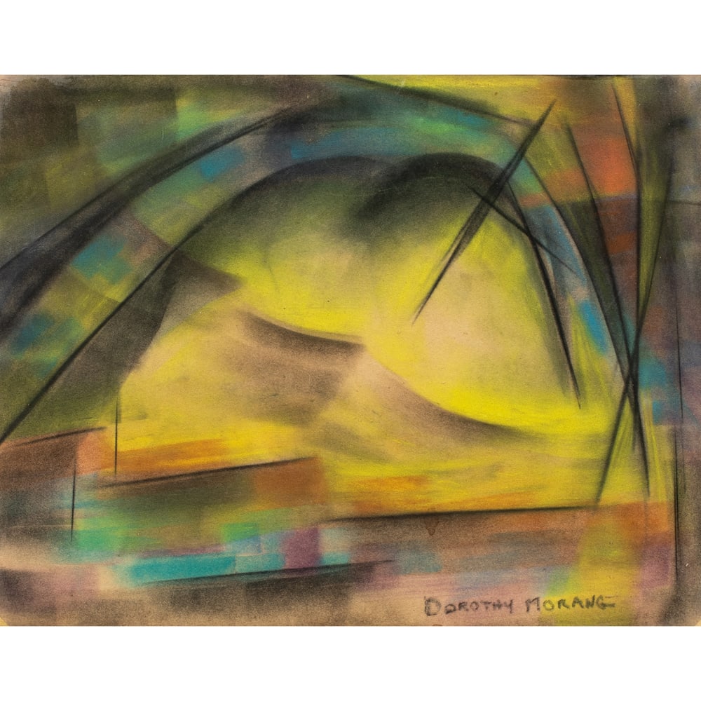 Work on paper, Dorothy Morang: Dorothy Morang (American, 1904-1994), "Storm," pastel and charcoal on paper, signed lower right, titled verso, sheet: 10"h x 13"w, overall (with mat): 16"h x 18"w