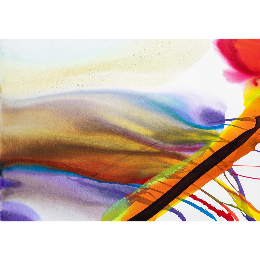 Painting, Paul Jenkins: Paul Jenkins (American, 1923-2012), "Phenomena Measure of Royal Violet," 1976, acrylic on canvas, signed lower right and signed, titled and dated verso, gallery label (Gimpel and Hanover Galerie, Zuri