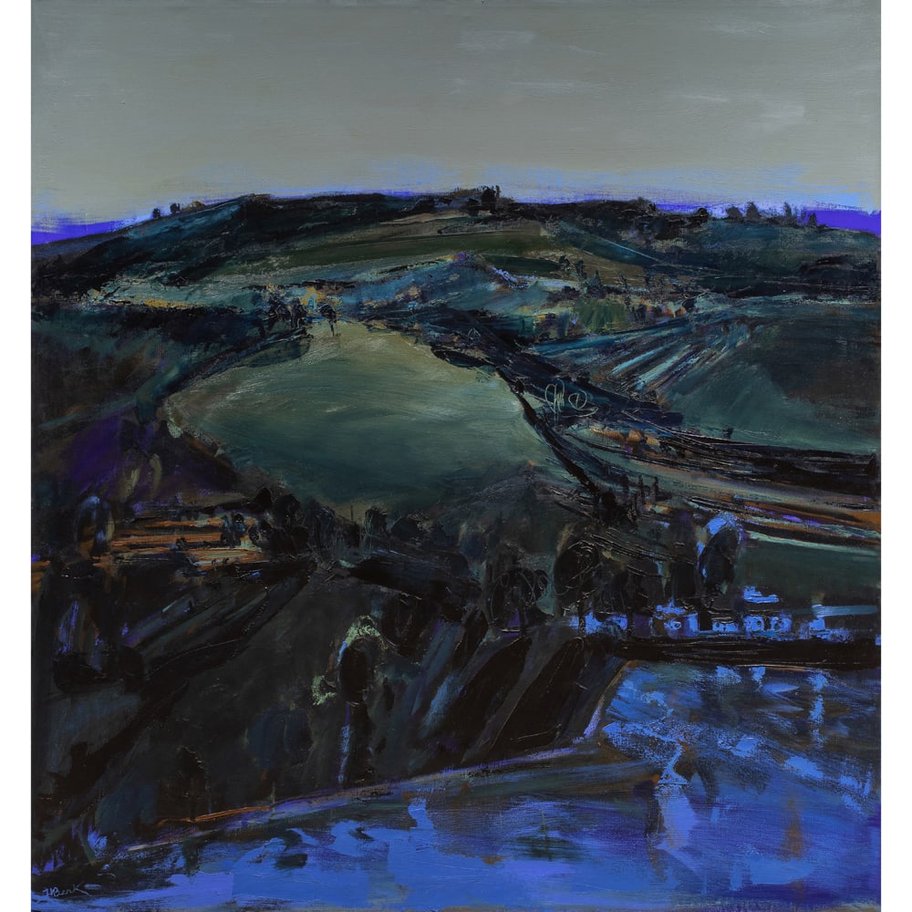 Painting, Henrietta Berk: Henrietta Berk (American, 1919-1990), Untitled (View of the East Bay), oil on canvas, signed lower left, canvas (unframed): 72"h x 78"w. Provenance: Gifted to the Roman Catholic Diocese of Oakland