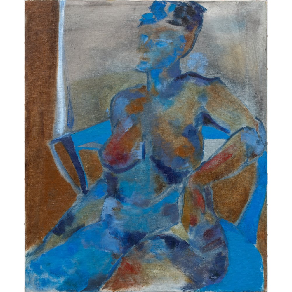 Painting, Jennifer Losch Bartlett: Jennifer Losch Bartlett (American, 1941-2022), Untitled (Blue Lady), circa 1961, oil on canvas, signed "Losch" verso, canvas (unframed): 24"h x 20"w. Private Collection Davis, California; Gifted by