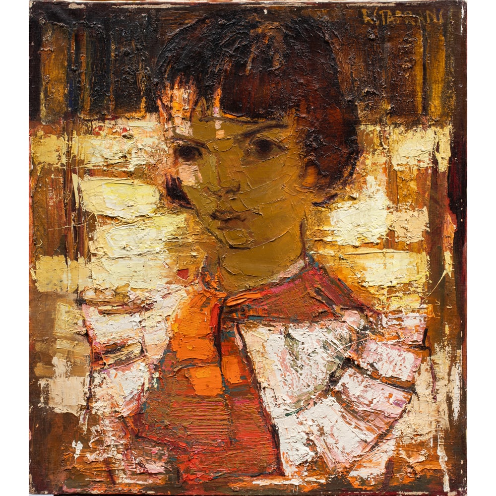 Painting, Raimonds Staprans: Raimonds Staprans (American/Latvian, 1926-2026), "Portrait of Jean (Hallaway)," oil on canvas, signed upper right, titled verso, auction label (Bonhams, Los Angeles, CA) affixed verso, canvas