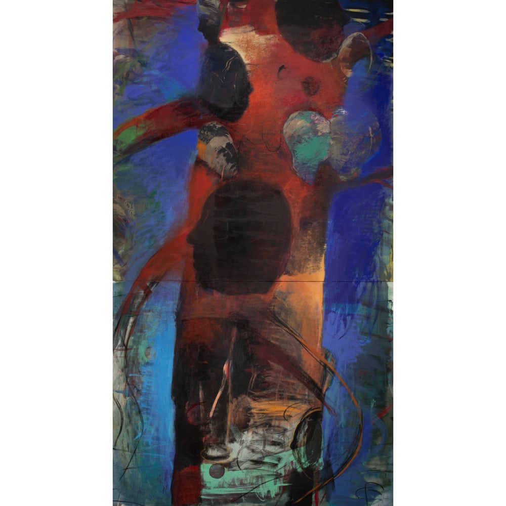 Painting, Christopher Brown: Christopher Brown (American, b. 1951), In Tall Wood, circa 1985, oil on canvas, initialed lower right, canvas: 108"h x 60"w, overall (with frame): 111"h x 62.5"w