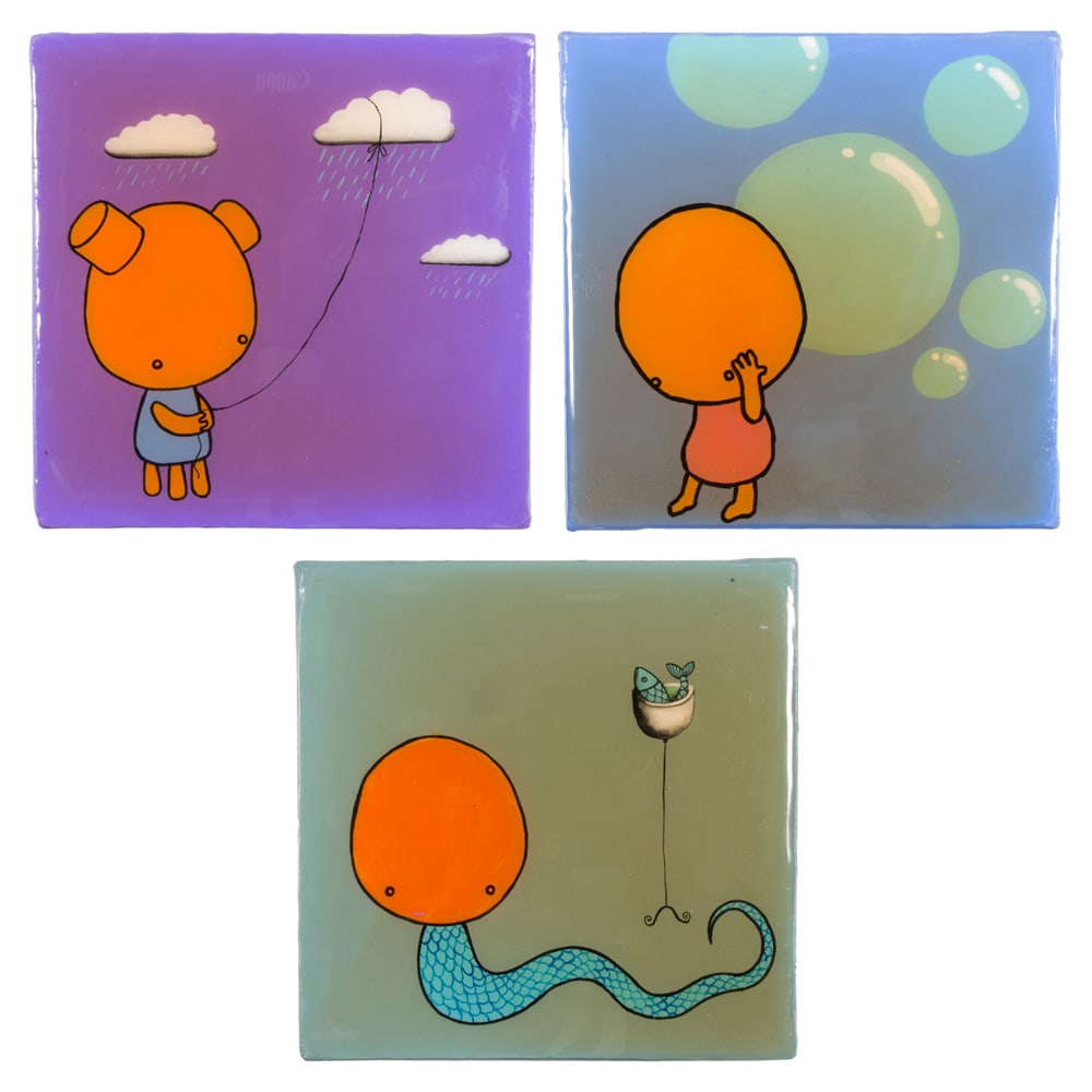 Paintings, Susannah Bettag: (lot of 3) Susannah Bettag (American, 20/21st century), Untitleds (From the ?Dirty Little Secrets? Series), 2005, each acrylic and resin on canvas, each signed and dated on stretcher bars, each
