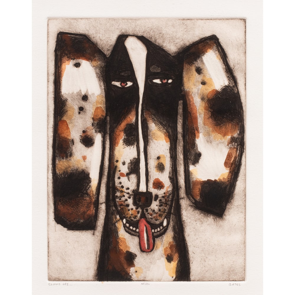 Print, David Bates: David Bates (American, b. 1952), "Clovis Lee," etching with hand coloring, pencil signed lower right, titled lower left, edition 45/50, image: 11.75"h x 9"w, overall (with frame): 19.25"h x 16.25"w