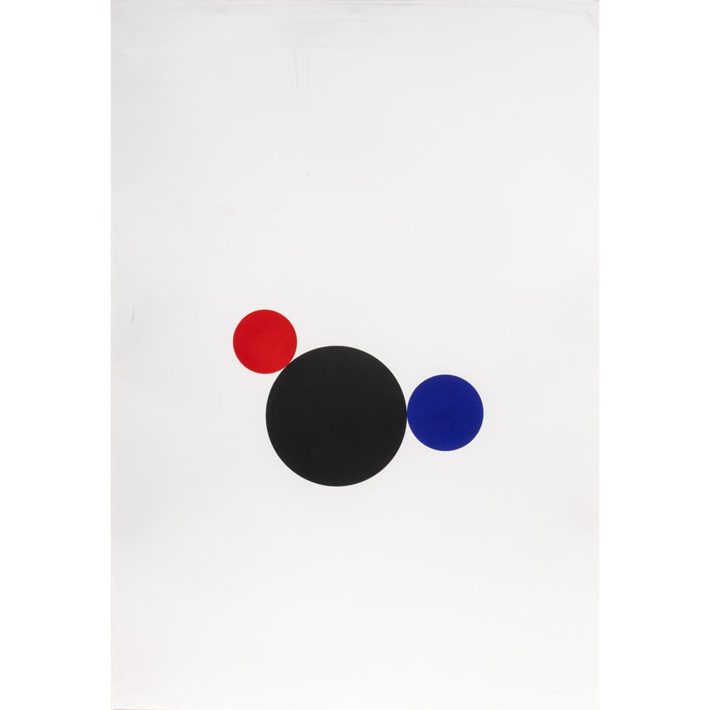 Print, Joel Shapiro: Joel Shapiro (American, 1941-2005), Untitled, 1990, pochoir, pencil signed and dated lower right, gallery label (John Berggruen, San Francisco, CA) affixed verso, sheet: 44"h x 30"w, overall (with