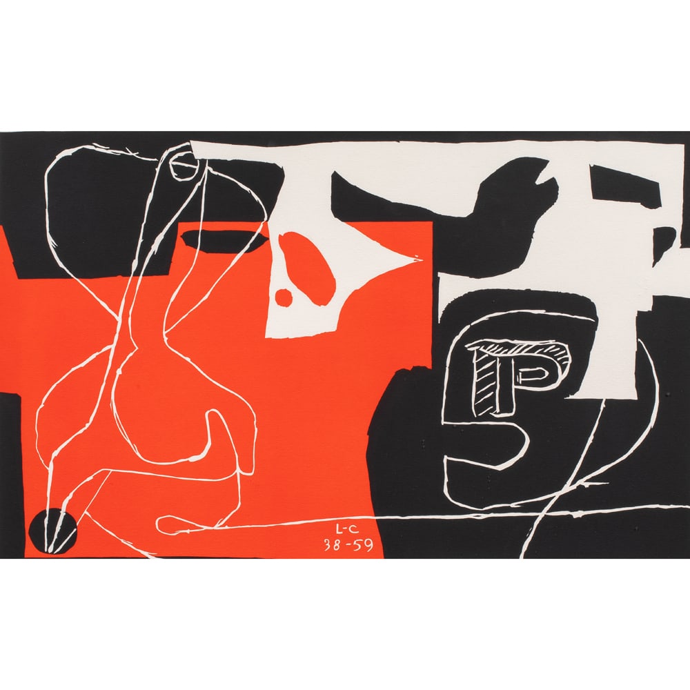 Print, Le Corbusier: Le Corbusier (French/Swiss, 1887-1965), "Des Sont Jetes," lithograph, initialed and dated in plate, image: 15.5"h x 25.5"w, overall (with frame): 24"h x 33.5"w