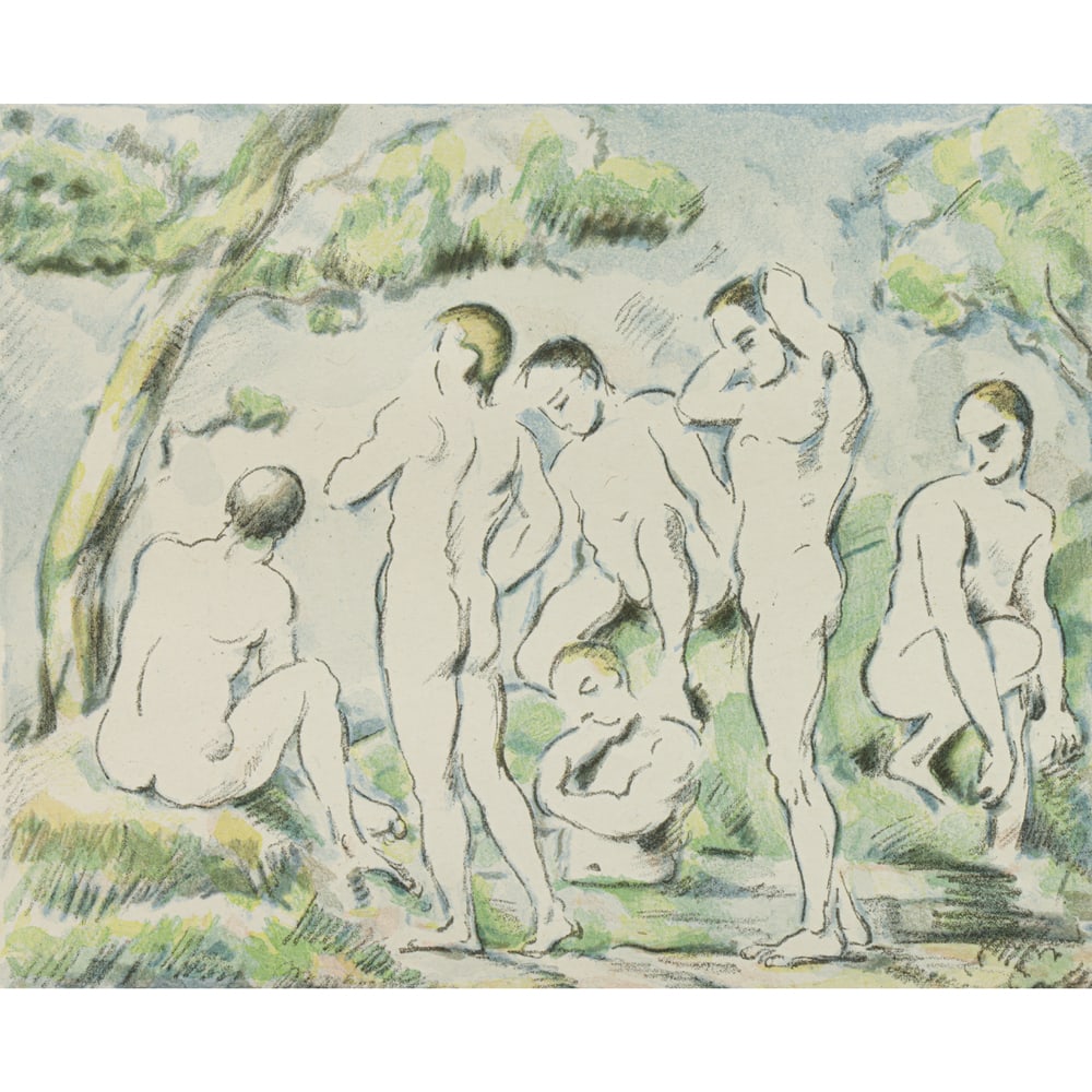 Print, Paul Cezanne: Paul Cezanne (French, 1839-1906), "The Bathers, small plate (Les Baigneurs, petite planche)," 1897, lithograph on China paper, printed by Atelier Clot, published by Ambroise Vollard, pencil notation 3