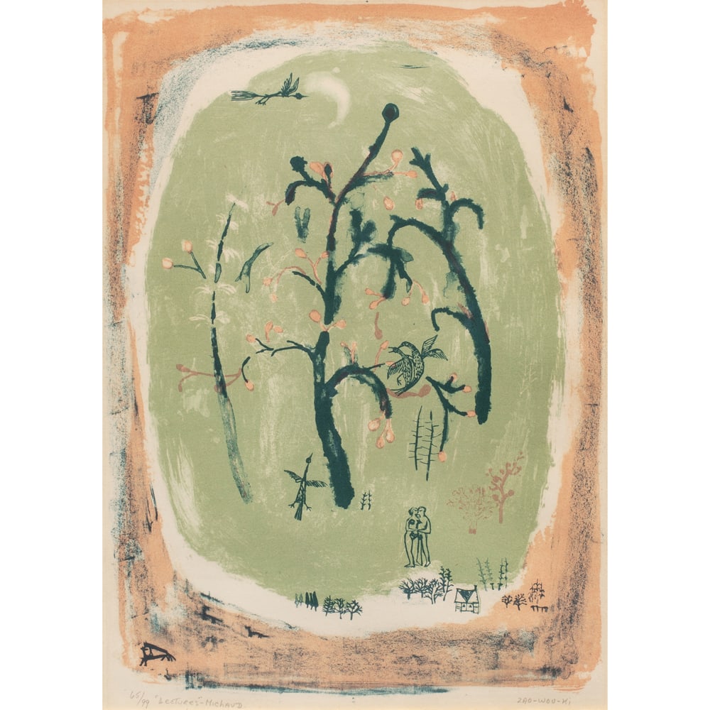 Print, Zao Wou-Ki: Zao Wou-Ki (Chinese/French, 1920-2013), "Lectures-Michaud," lithograph, pencil signed lower right, titled lower left, edition 65/99, sight: 13.25"h x 9.5"w, overall (with frame): 19.5"h x 15.25"w