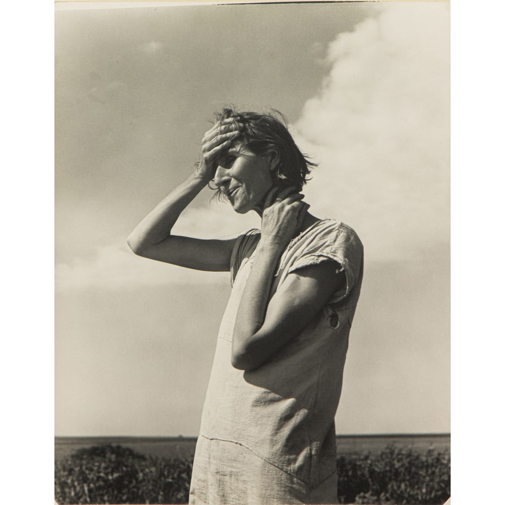 Photograph, Dorothea Lange: Dorothea Lange (American, 1895-1965), "Woman of the High Plains (Nettie Featherston), Texas Panhandle, 1938," gelatin silver print affixed to backing paper, unsigned, sheet: 14"h x 11"w, overall