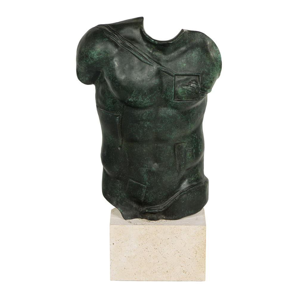 Sculpture, Igor Mitoraj: Igor Mitoraj (Polish, 1944-2014), Untitled (Male Torso), bronze sculpture, signed lower right, bronze: 14.25"h x 10"w x 3.25"w, overall (with base): 18.5"h x 16.75"w x 4"d
