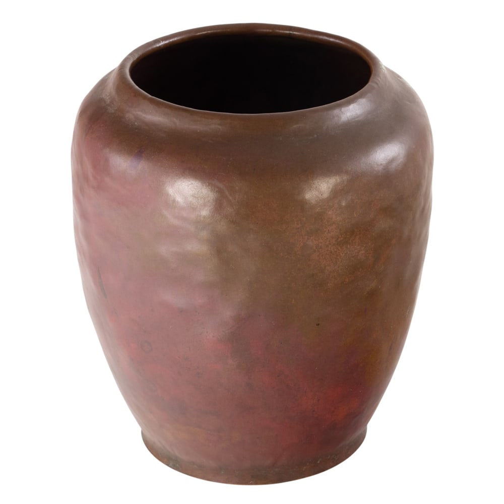 A Dirk van Erp hammered copper red warty vase (1 of 3)