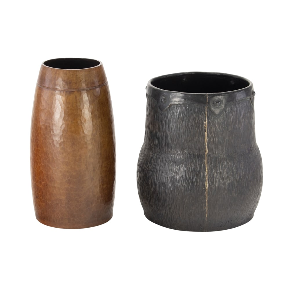 Two Audel Davis hammered copper vases - 2