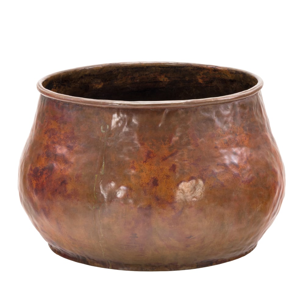 A large Audel Davis hammered copper red warty jardiniere (1 of 4)