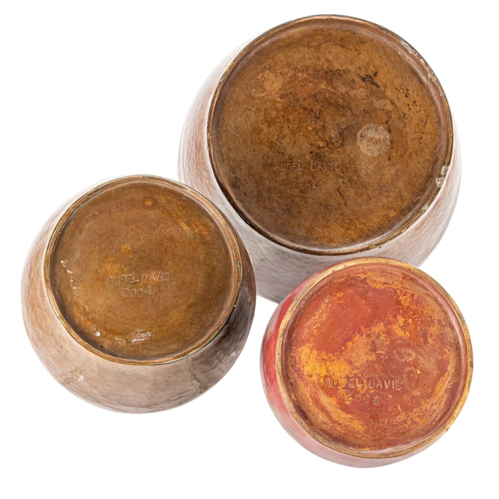 Three Audel Davis copper vases - 3