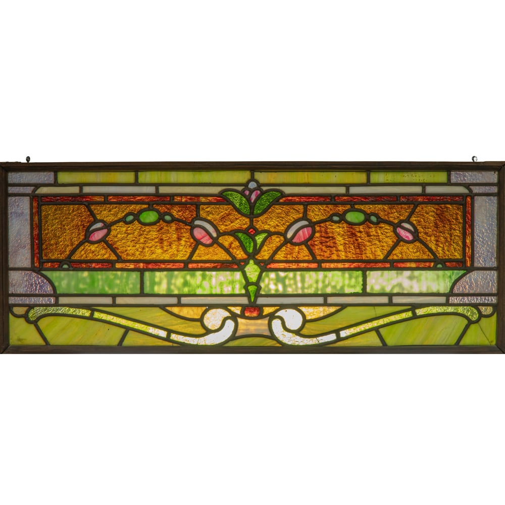 An Arts and Crafts leaded glass transom window panel (1 of 4)