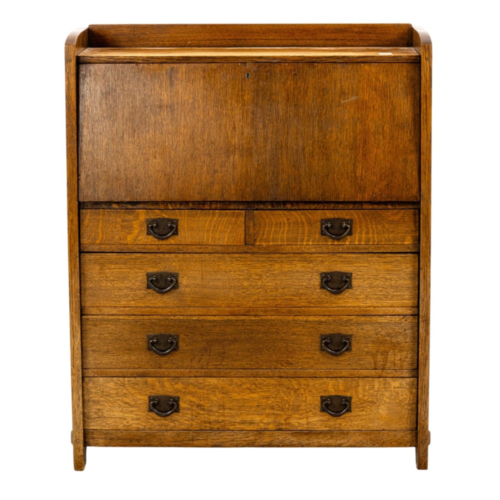 A Gustav Stickley Arts and Crafts quartersawn oak fall front desk model 729 (1 of 7)