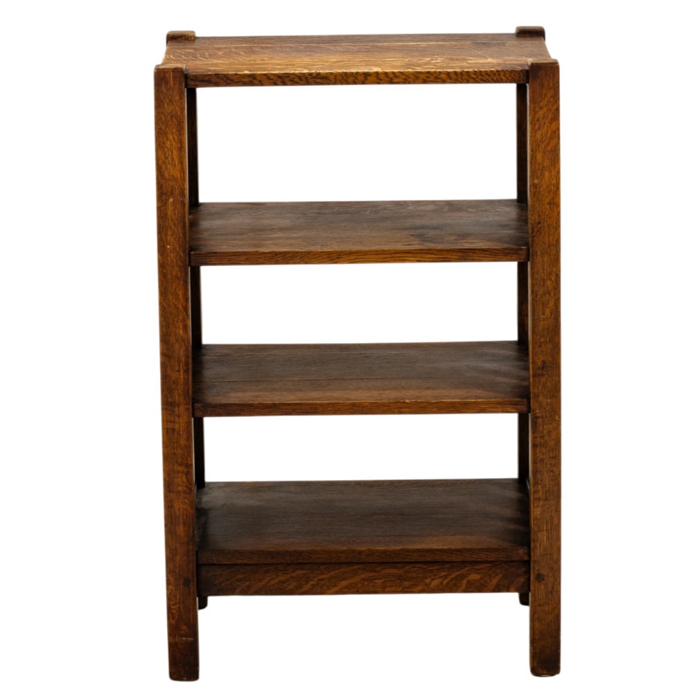 A Stickley Brothers bookshelf, retains remnants of paper label: A Stickley Brothers bookshelf, retains remnants of paper label, 32"h x 20.5"w x 15.5"d, Provenance: Isak Lindenauer, San Francisco