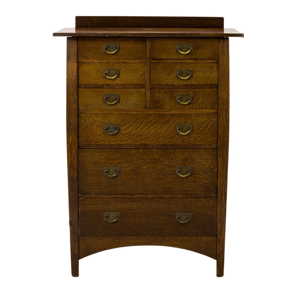 A Gustav Stickley nine drawer chest (1 of 6)