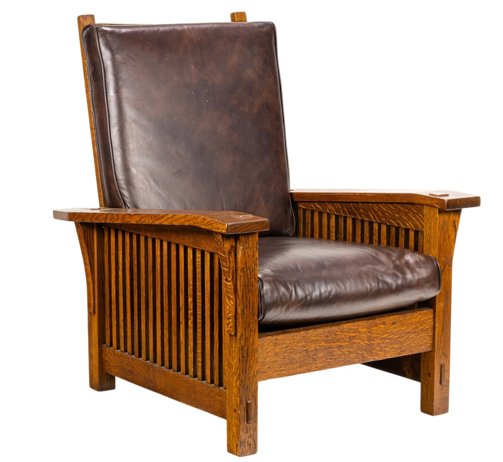 A Gustav Stickley model 369 spindle Morris chair (1 of 6)