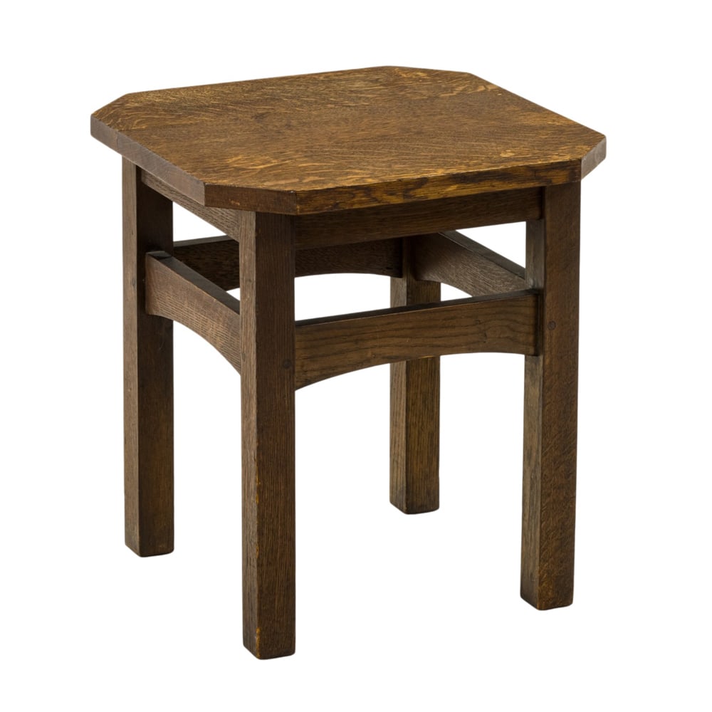 An Arts and Crafts tabouret: An Arts and Crafts tabouret, 18"h x 14"dia