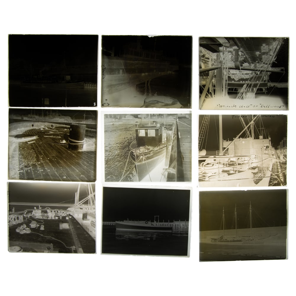 A collection of mainly glass negatives of early San Francisco Bay Area: A collection of mainly glass negatives of early San Francisco Bay Area, consisting of ships, docks, and people, (23) glass negatives, (2) film negatives [25 total]