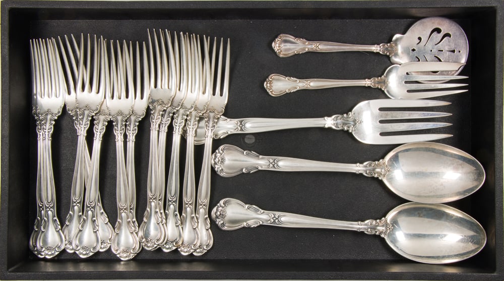 An assembled sterling flatware set, Gorham, Chantilly - 2