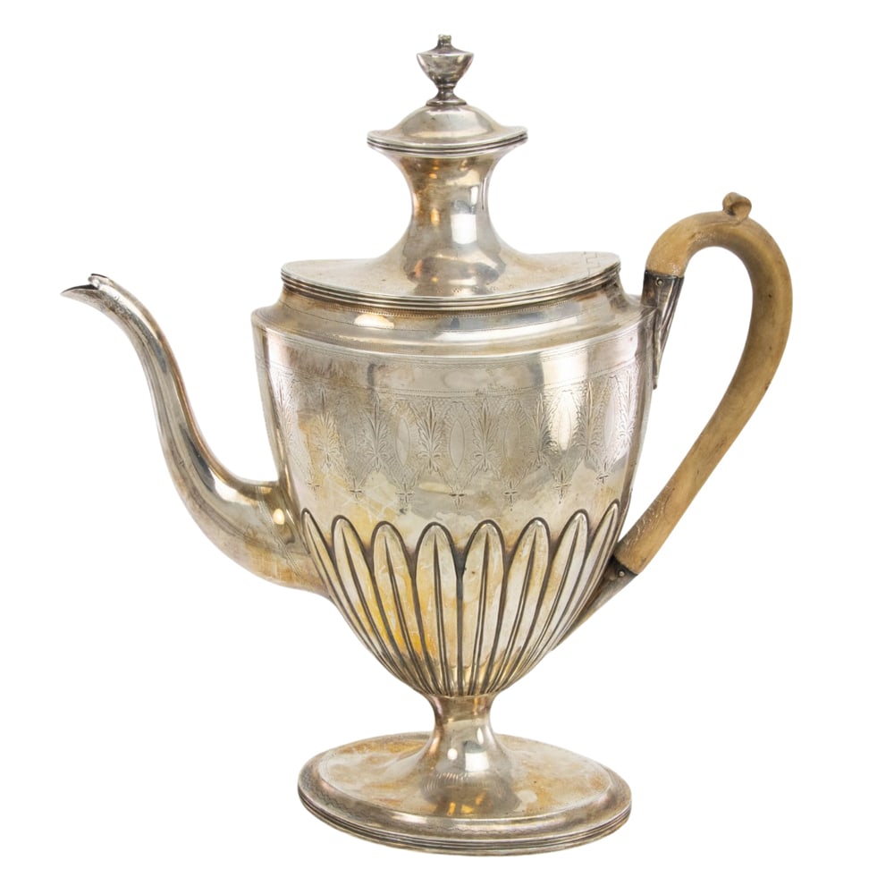 A George III silver Neoclassical coffee pot with wooden handle (1 of 3)