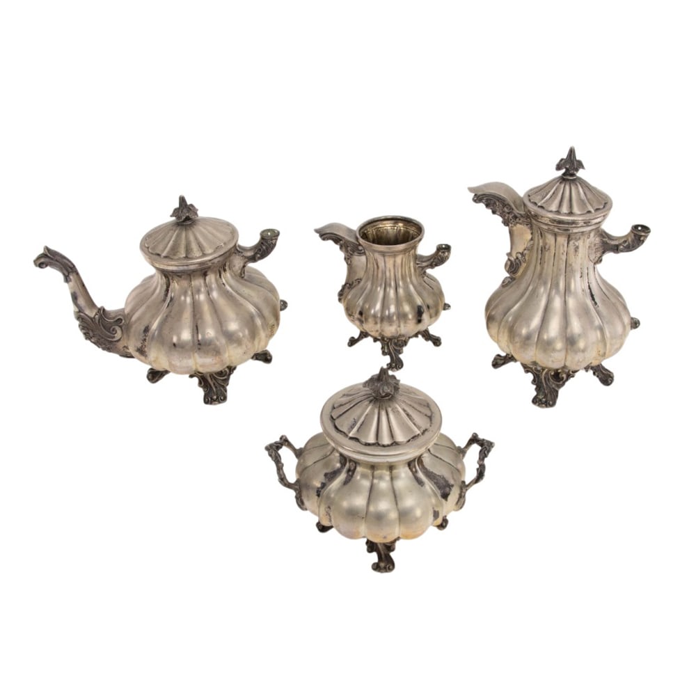 An Italian 800 standard silver four piece tea and coffee set (1 of 2)