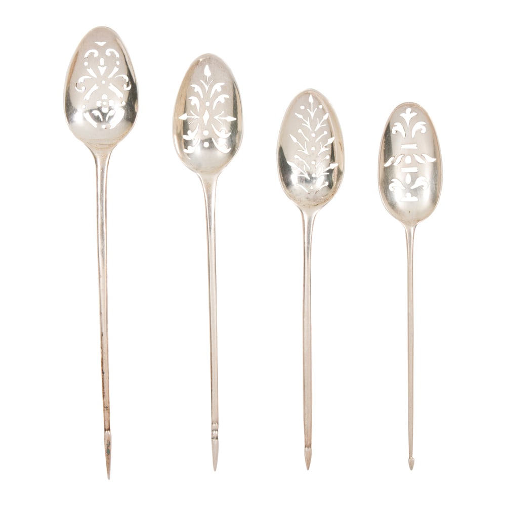A group of English 18th century silver mote spoons (1 of 1)