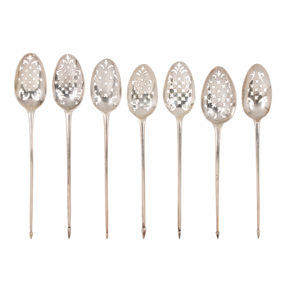 A group of English 18th century silver mote spoons (1 of 1)