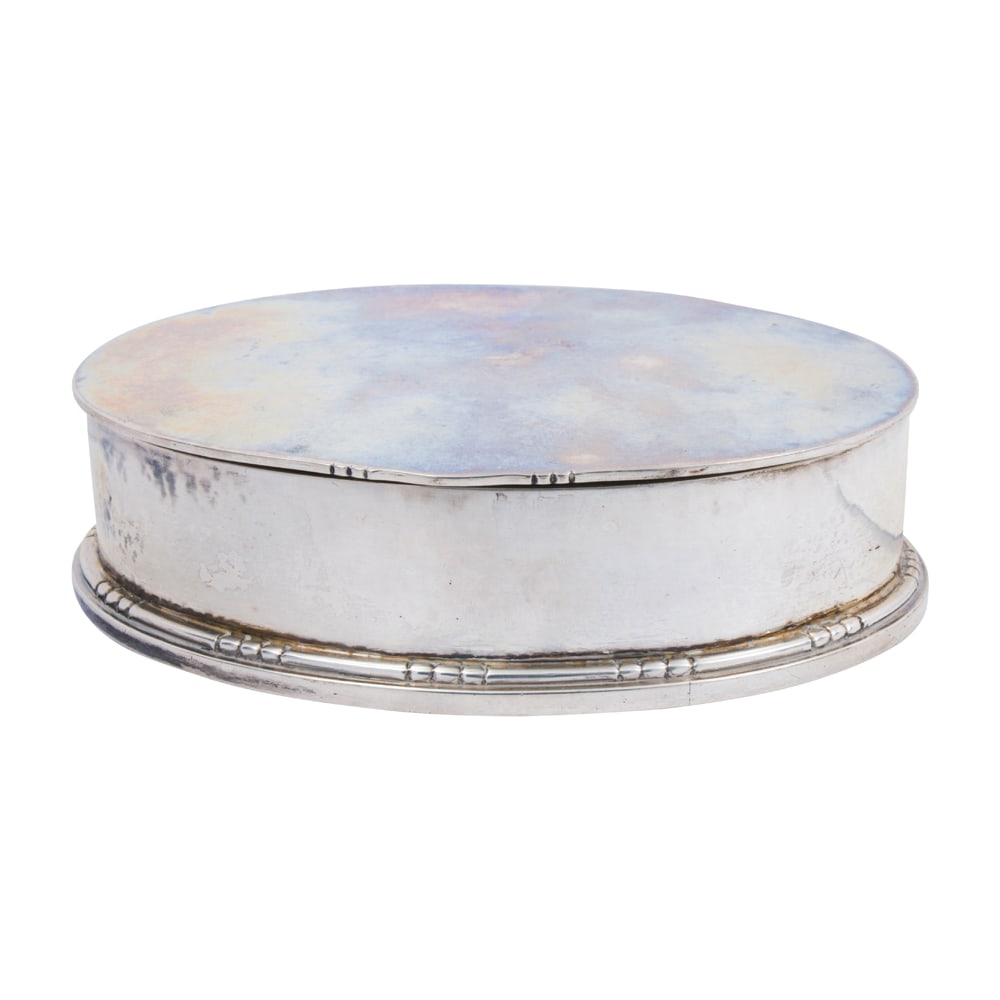A Danish sterling oval table box, Georg Jensen, # 528B (1 of 3)