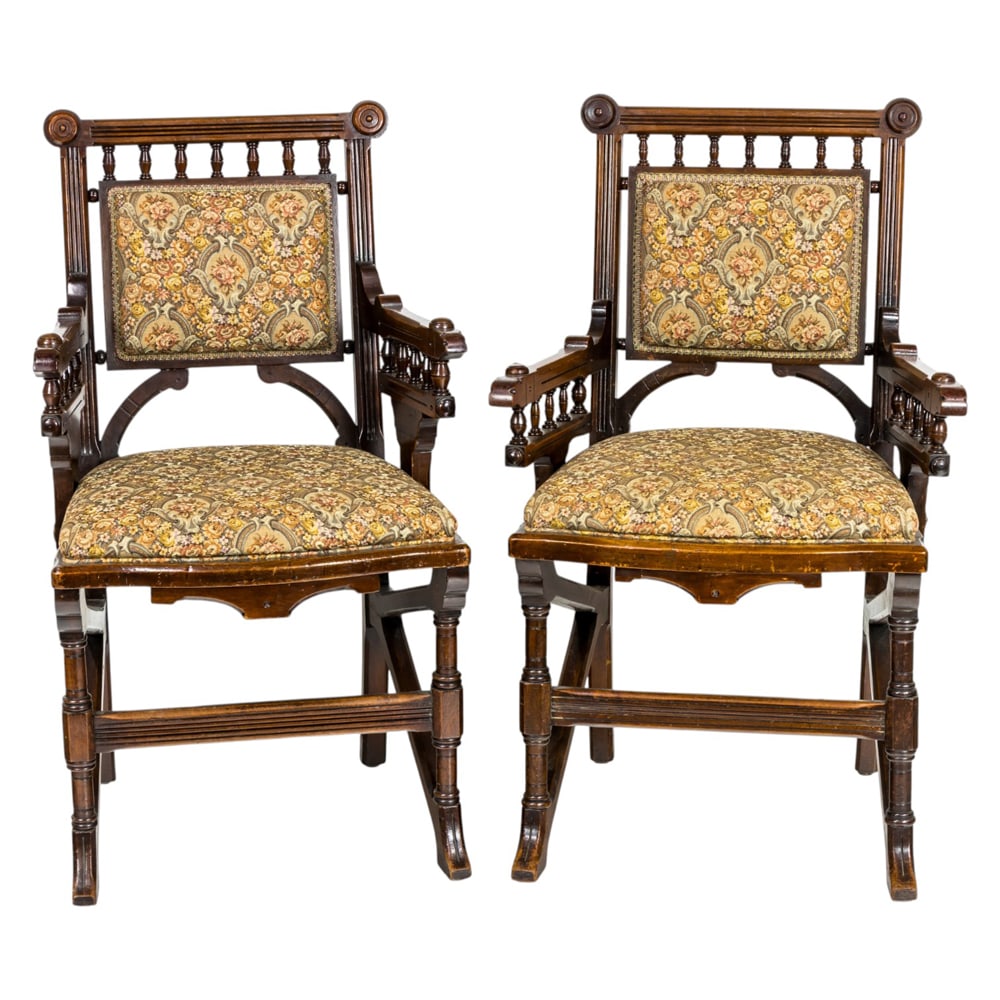 A set of six Victorian Modern Gothic armchairs attributed to Kimbel and Cabus (1 of 5)