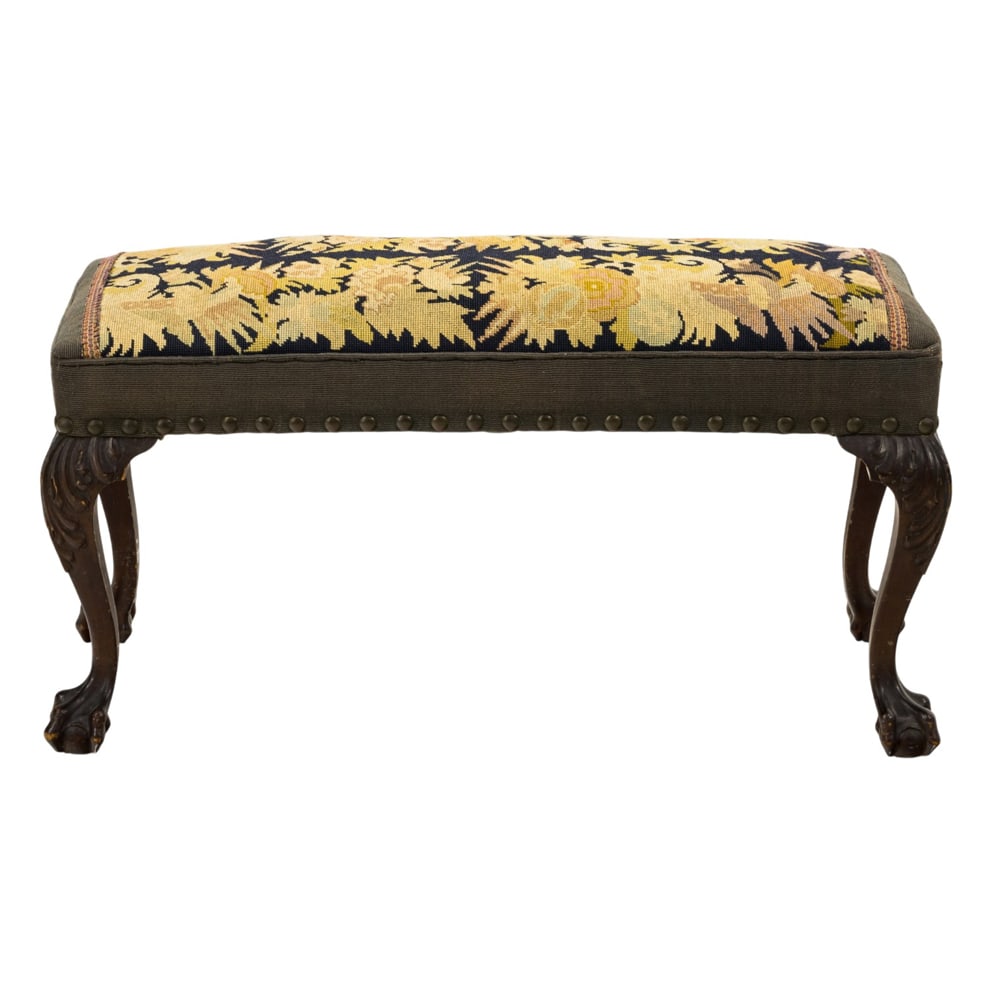 A Chippendale style upholstered window bench (1 of 4)