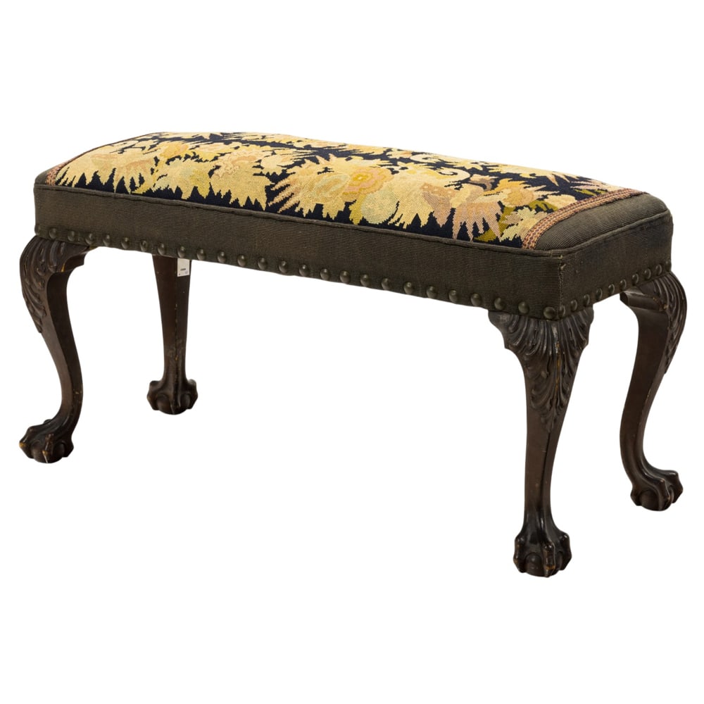 A Chippendale style upholstered window bench - 2